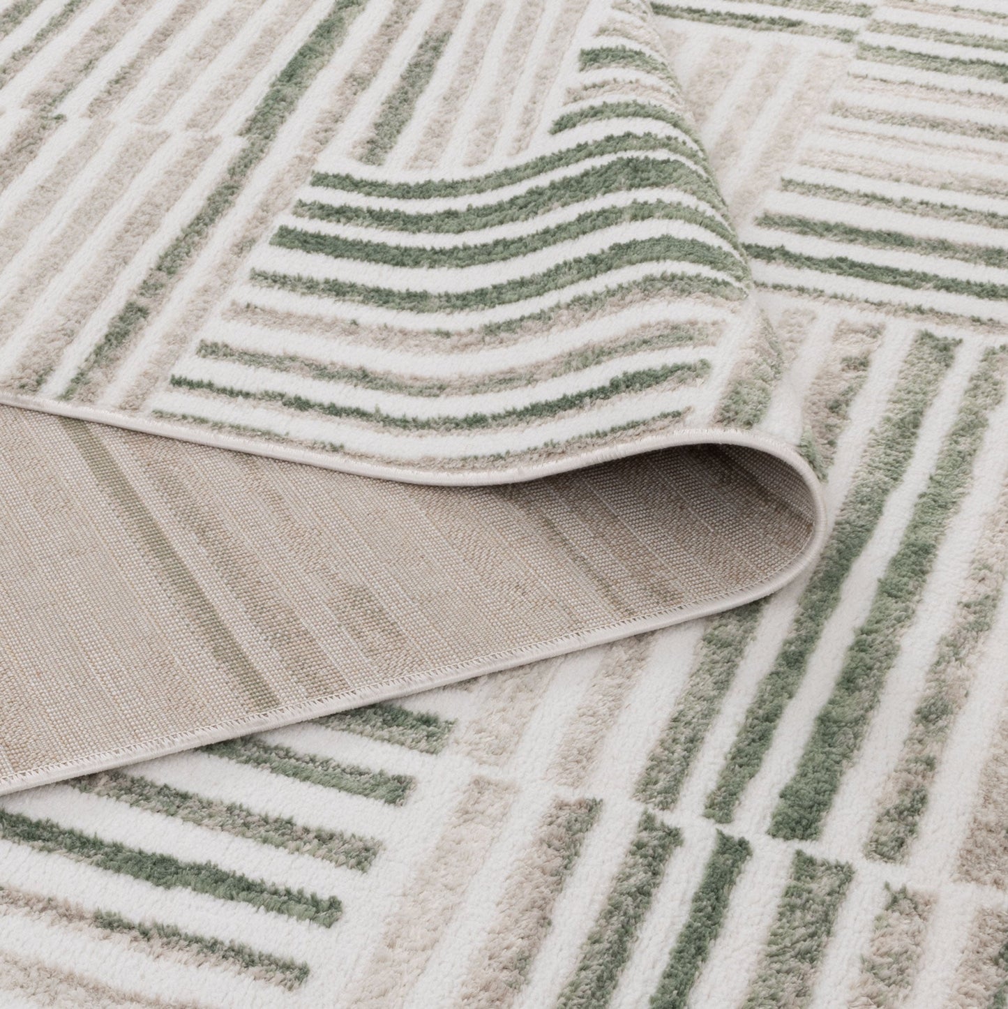 Wellington Geometric Lines Green Rug