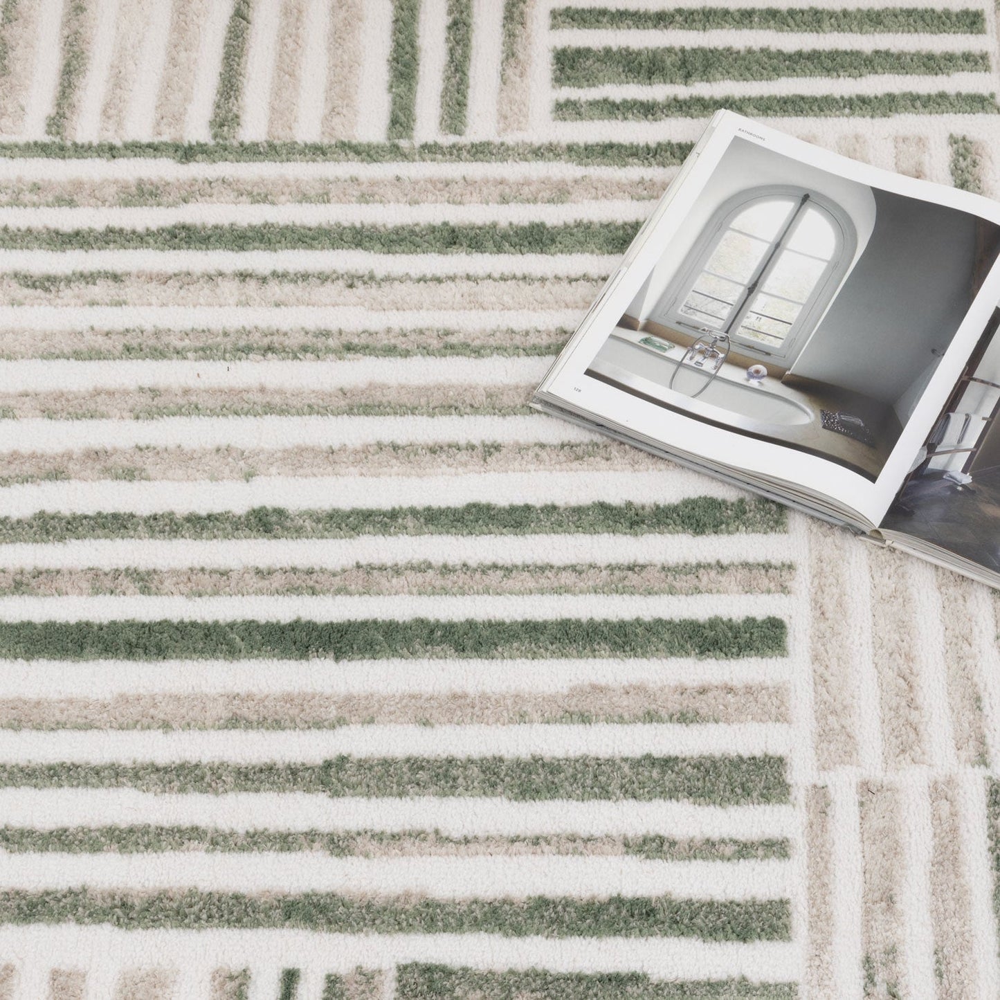 Wellington Geometric Lines Green Rug