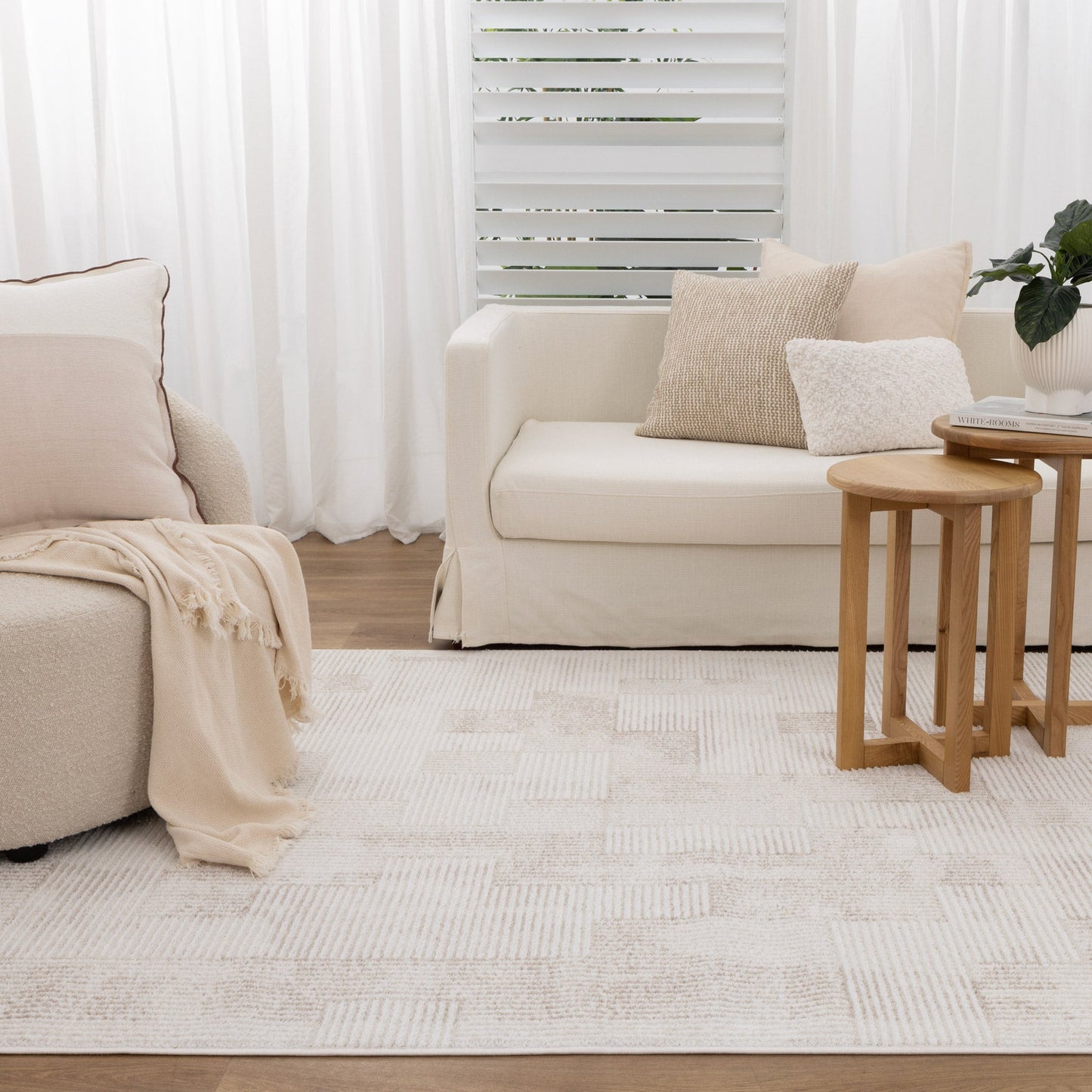 Wellington Distressed Shapes Beige Rug