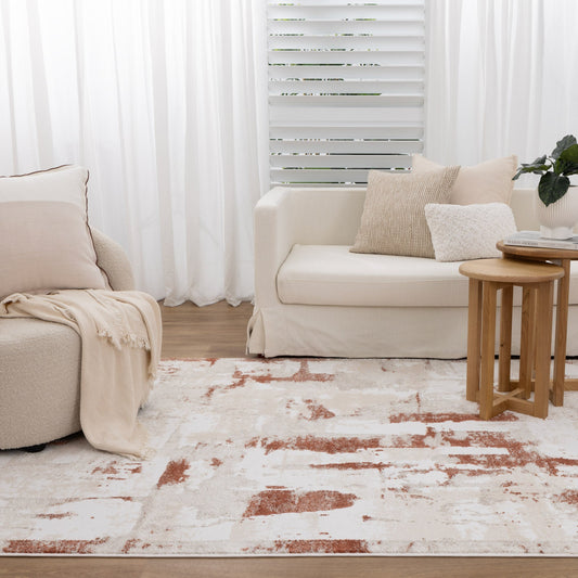 Wellington Abstract Wash Rust Rug