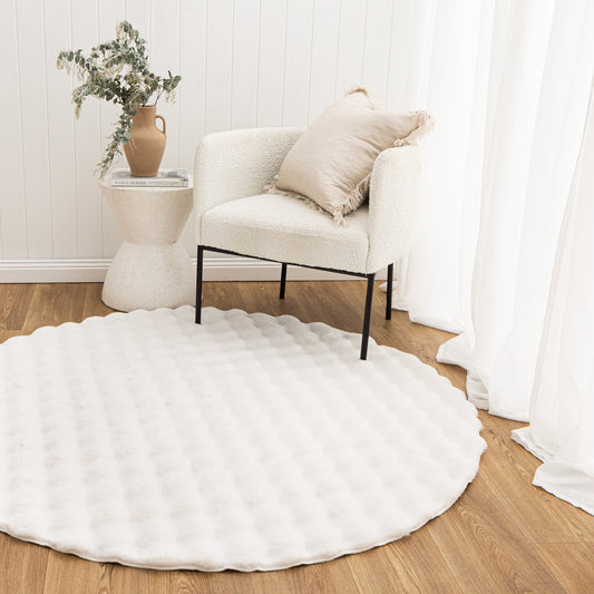Purity Machine-Washable Round Rug White