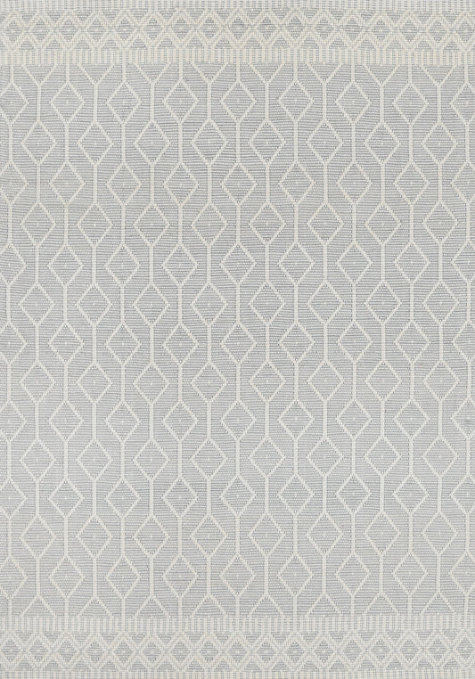 Copacabana Lattice Light Grey Wool Rug