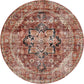 Distressed Vintage Cezanne Terracotta Round Rug