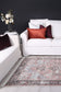 Annabel Distressed Vintage Terracotta & Sky Blue Rug (with fringe)