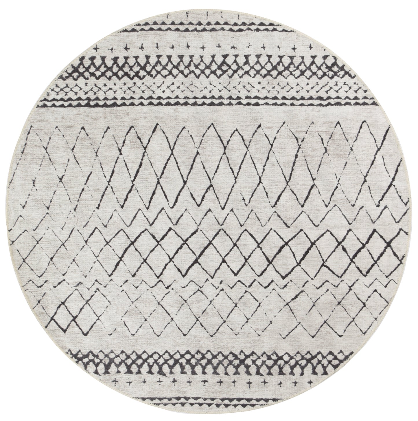 Alma Scandi Silver Round Washable Rug
