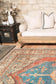 Distressed Louvre Rustic Blue Washable Rug