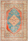 Distressed Louvre Rustic Blue Washable Rug