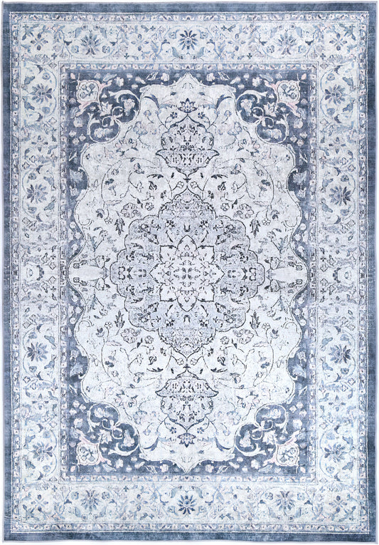 Angelic Navy Medallion Non-Slip Rug