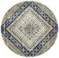 Babiru Square Medallion Navy Round Rug