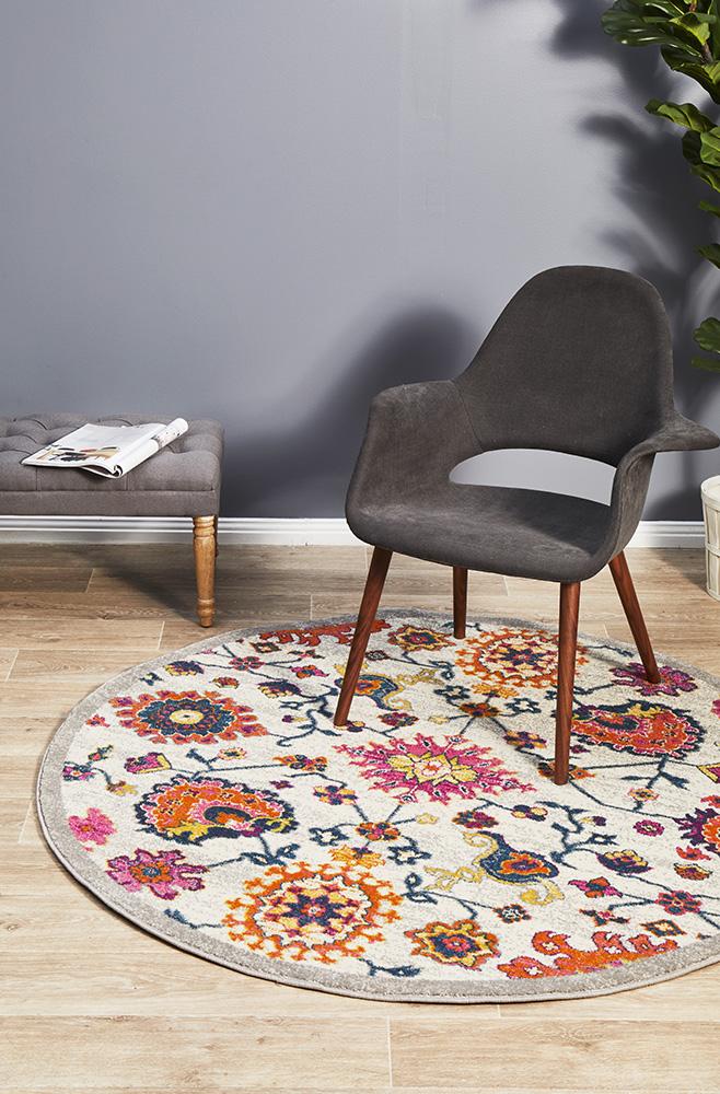 Babiru Floral Multi Round Rug