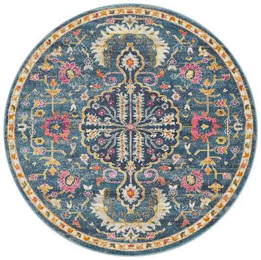 Babiru Navy Round Rug