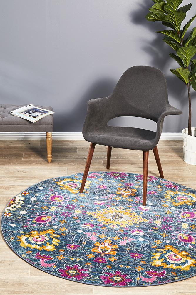 Babiru Blue Round Rug