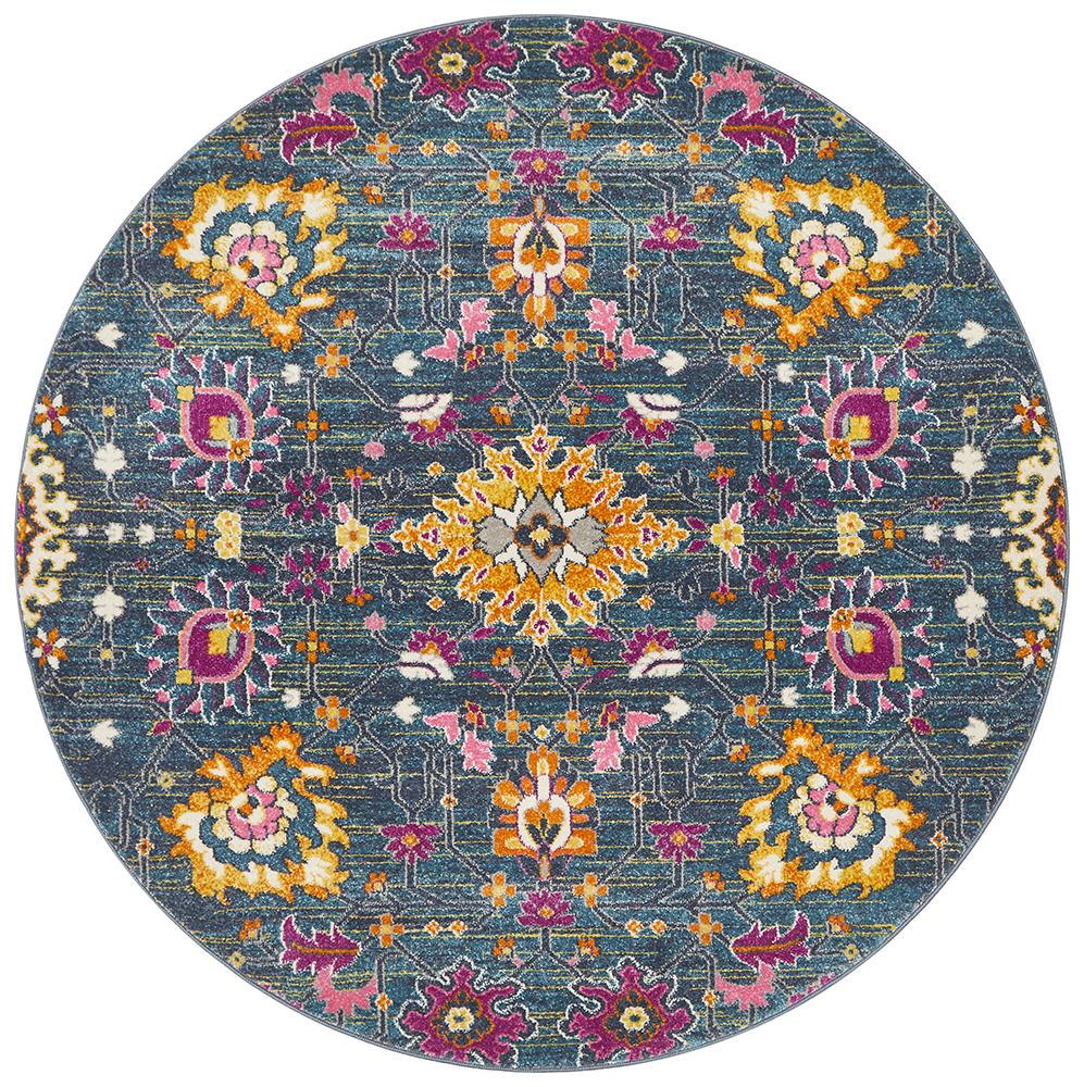 Babiru Blue Round Rug