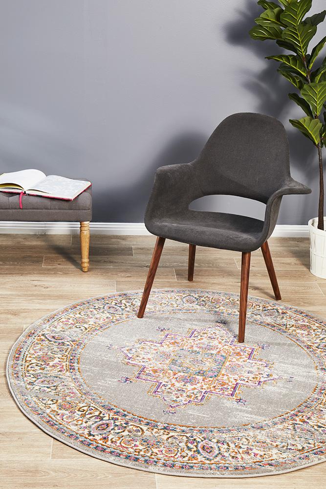 Babiru Grey Round Rug