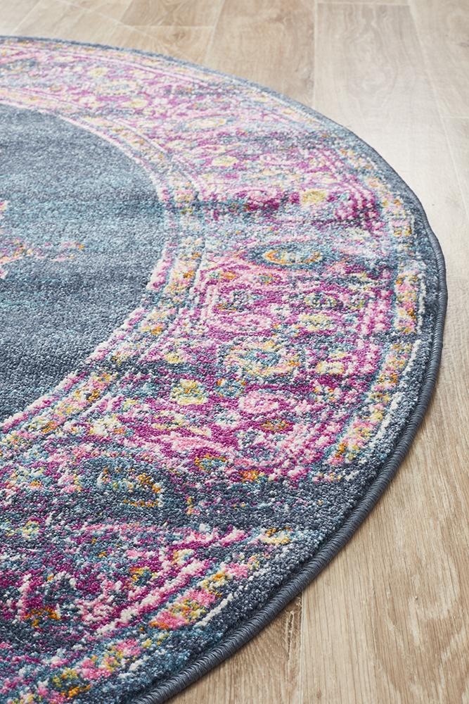 Babiru Navy Round Rug