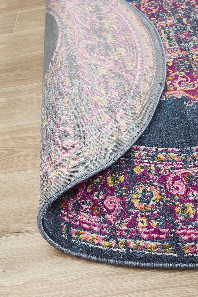 Babiru Navy Round Rug