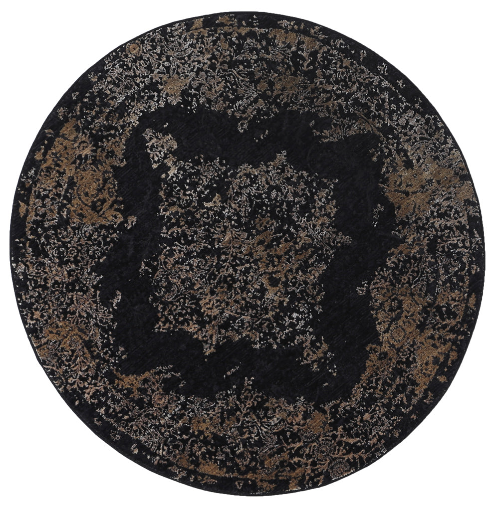 Brooklyn Distressed Medallion Gold Round Rug