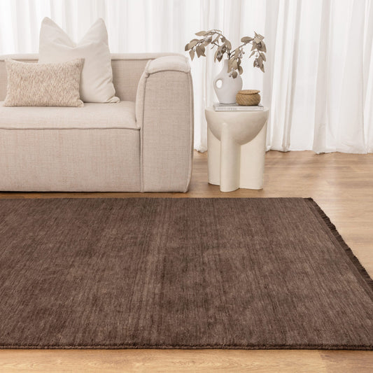 Charleston Hand-Knotted Wool Rug Brown