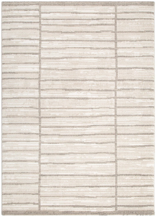 Clara Distressed Thick Lines Beige Grey Rug