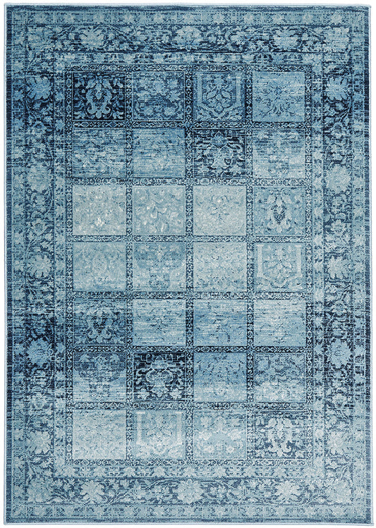 Calypso Square Geometric Pattern Blue Rug