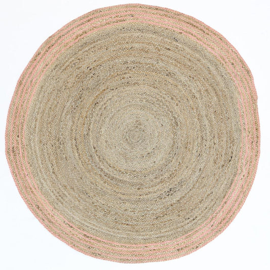 Capri Pink Natural Round Boarder Rug