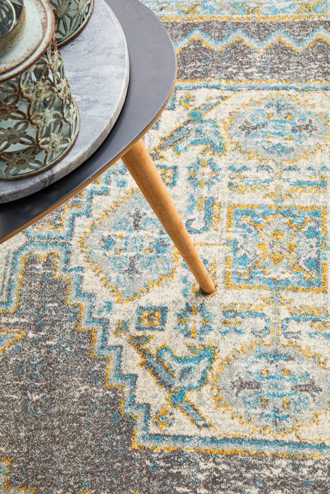 Century Faded Medallion Grey Rug