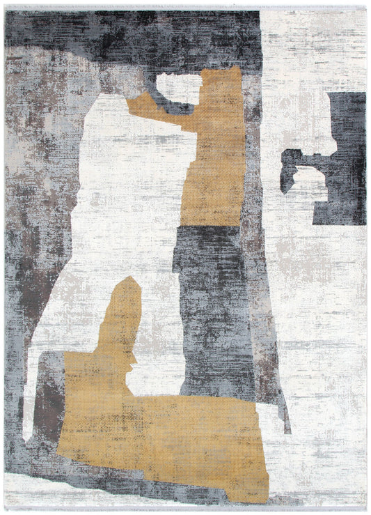Chateau Shapes Grey Gold Rug