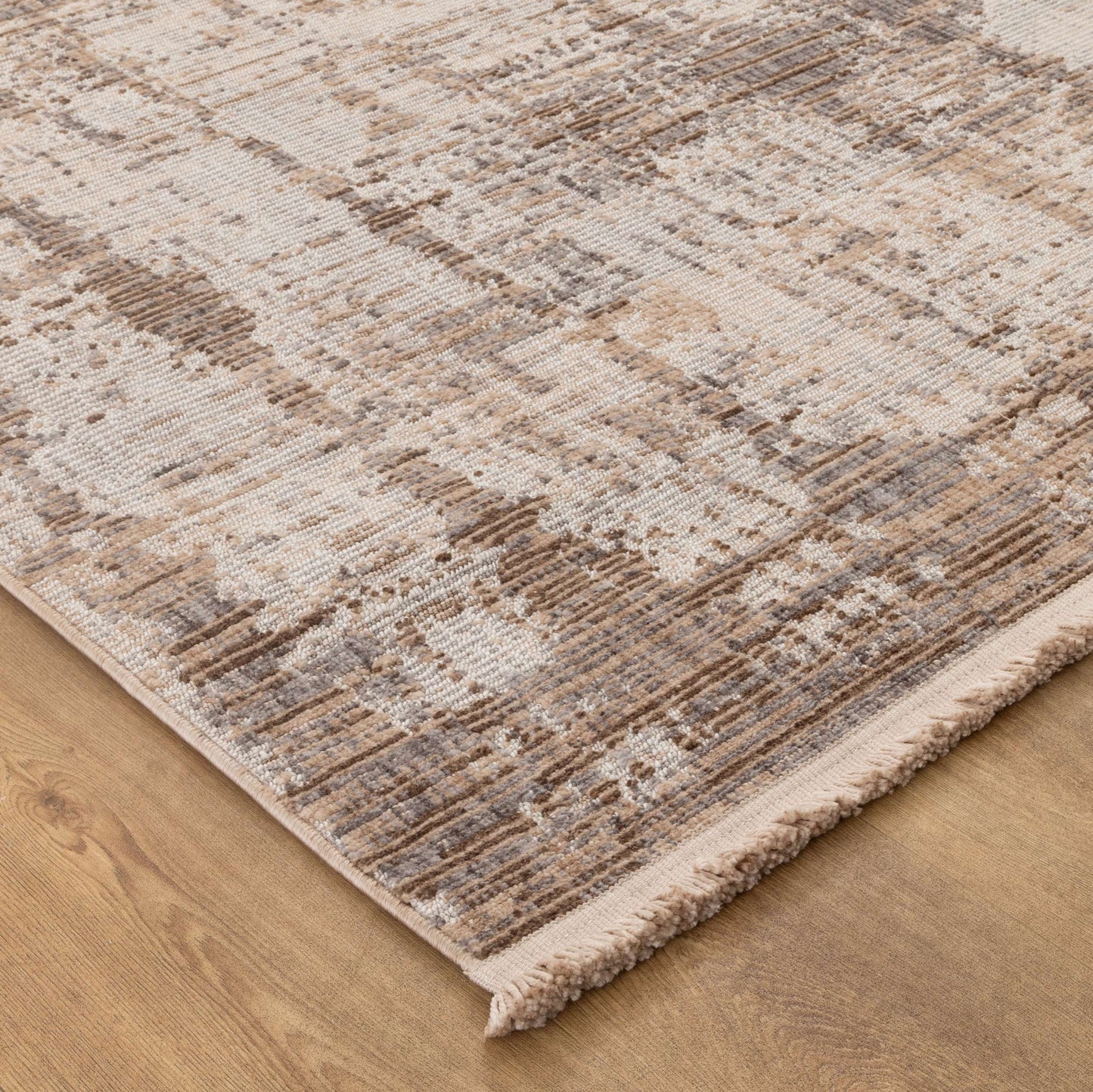 Cherie Distressed Look Watercolour Beige Grey Rug