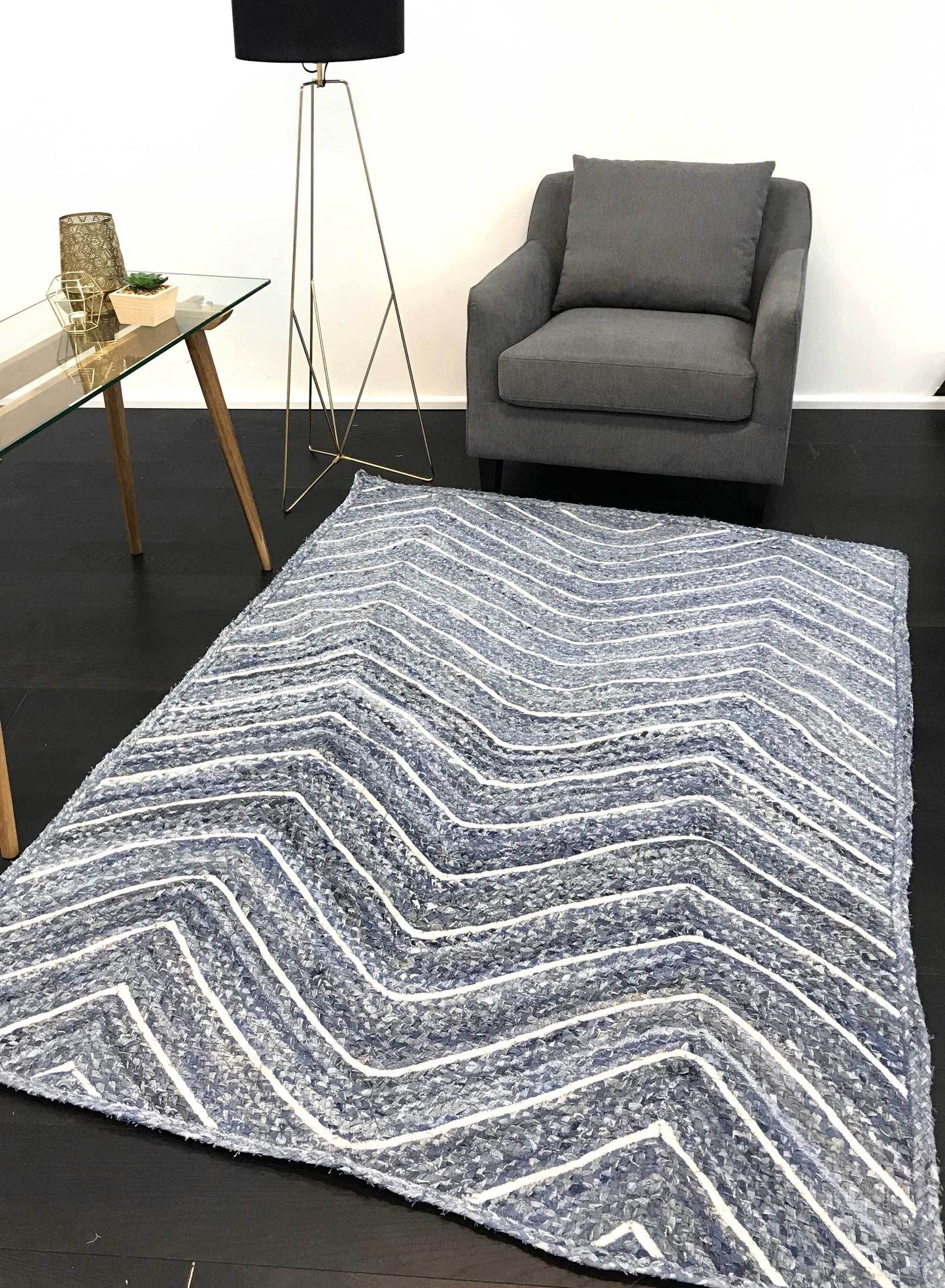 Artisan Blue Chevron Rug