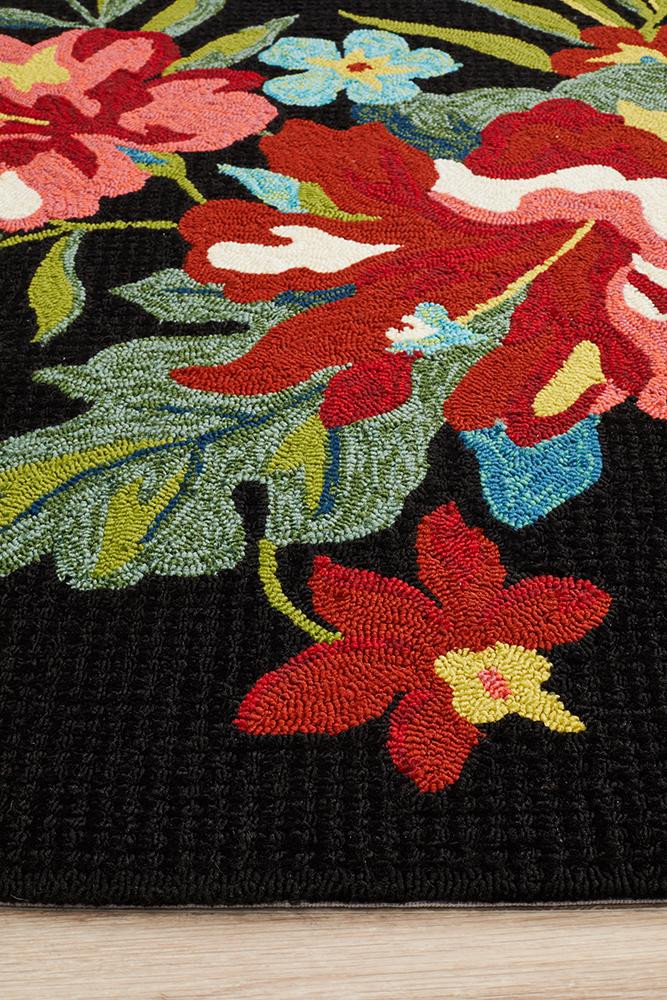 Cabana Kelsey Bouquet Black Indoor Outdoor Rug