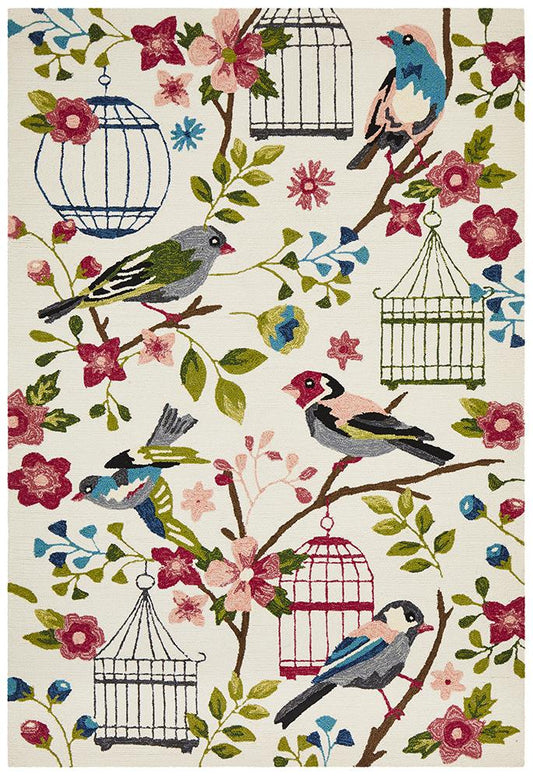 Cabana Finch and Nest Exquisite Indoor Outdoor Rug Cream