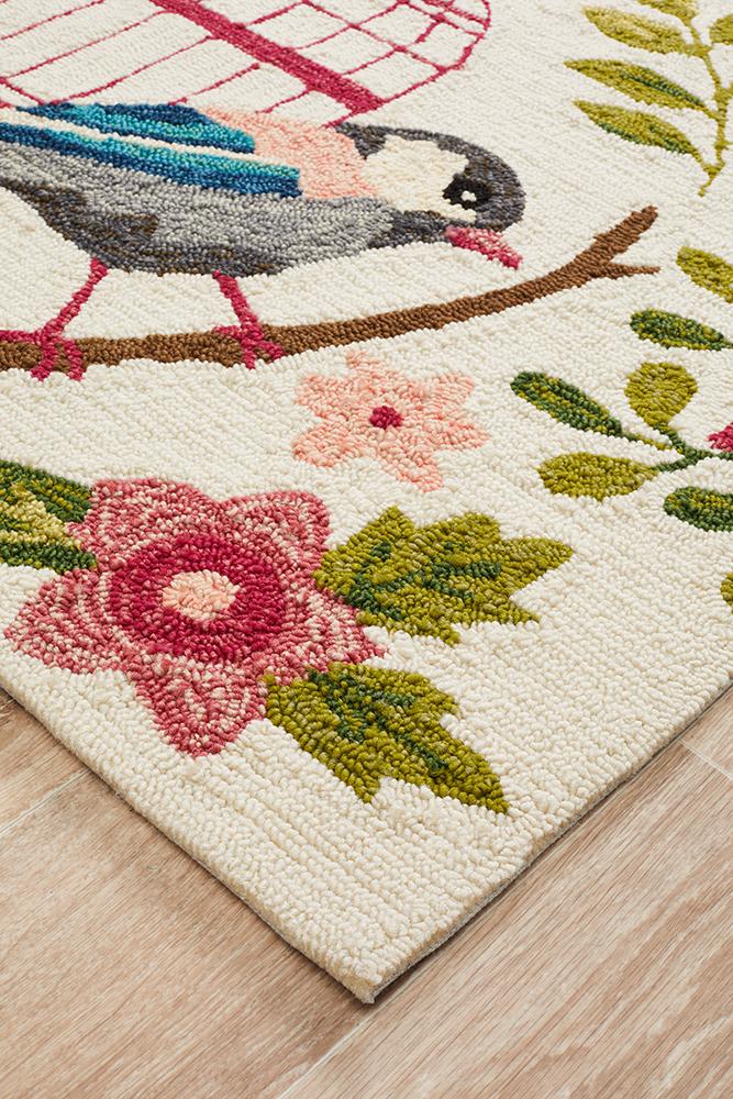 Cabana Finch and Nest Exquisite Indoor Outdoor Rug Cream