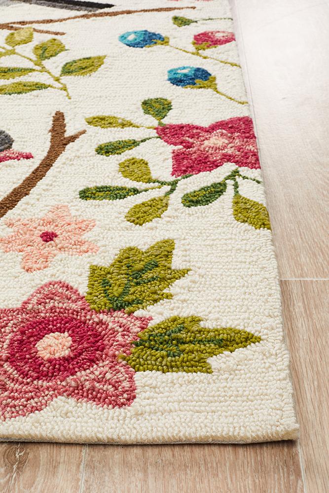 Cabana Finch and Nest Exquisite Indoor Outdoor Rug Cream