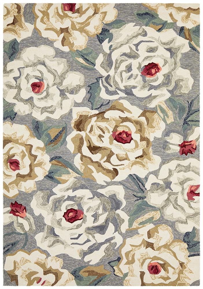 Cabana Gorgeous Peony Grey Indoor Outdoor Rug