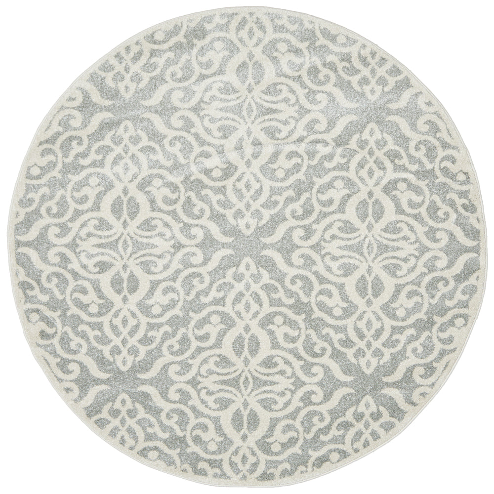 Chrome Lydia Silver Round Rug