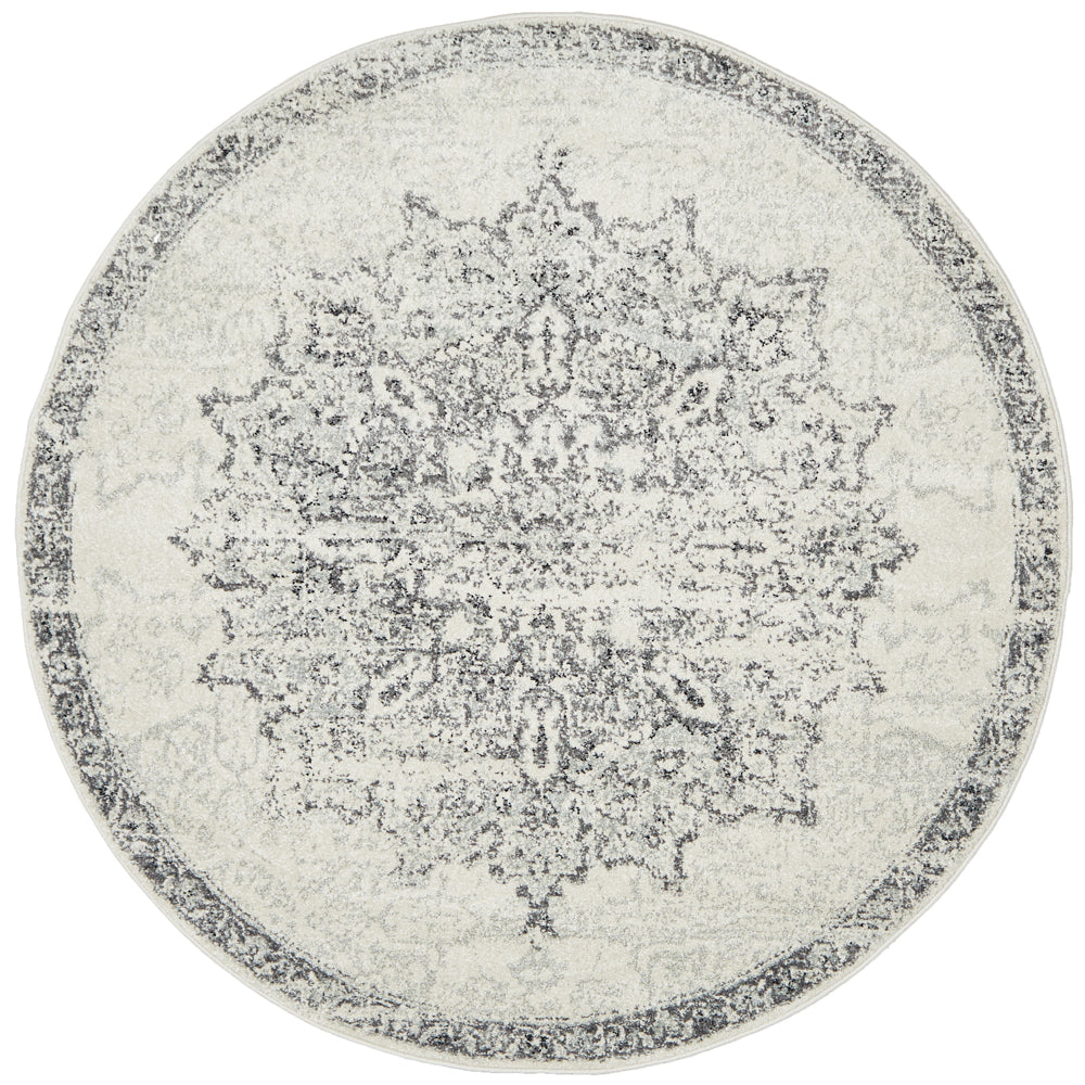 Chrome Rita Silver Round Rug