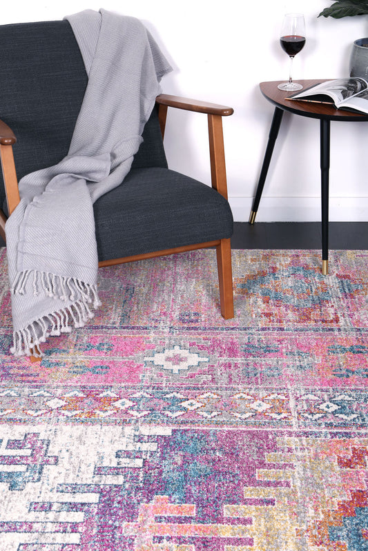 Delicate Ikat Multi Coloured Rug