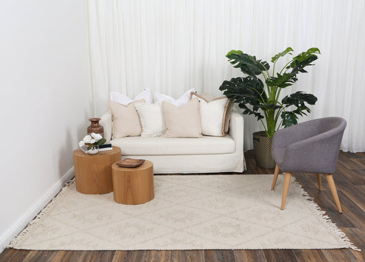 Diego Geometric Beige Wool Rug