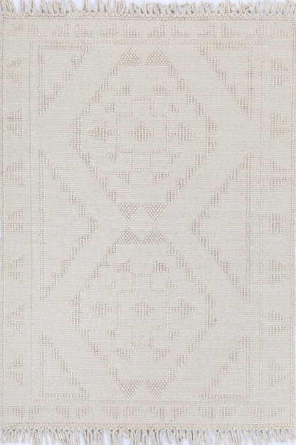 Diego Ornamental Beige Wool Rug