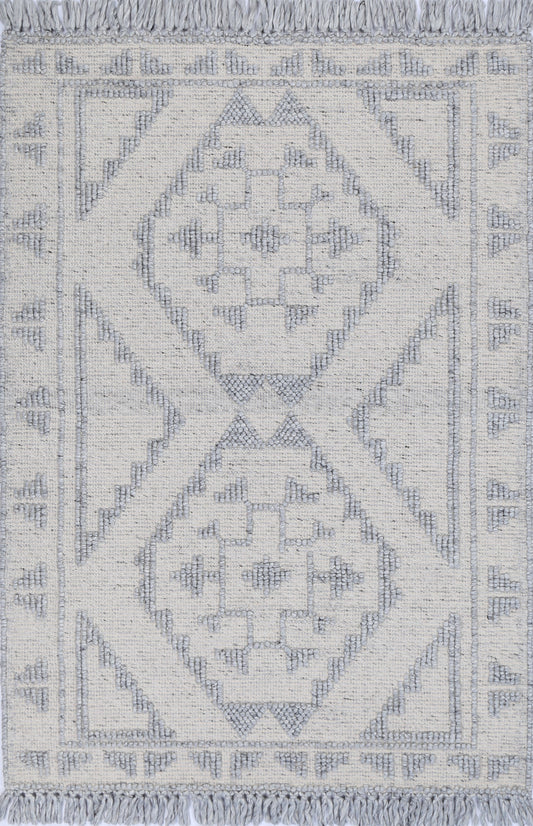 Diego Ornamental Grey Wool Rug