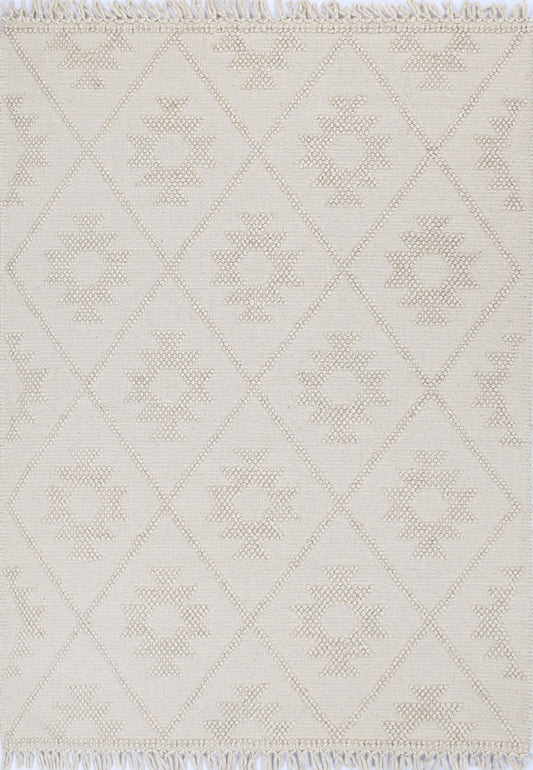 Diego Geometric Beige Wool Rug