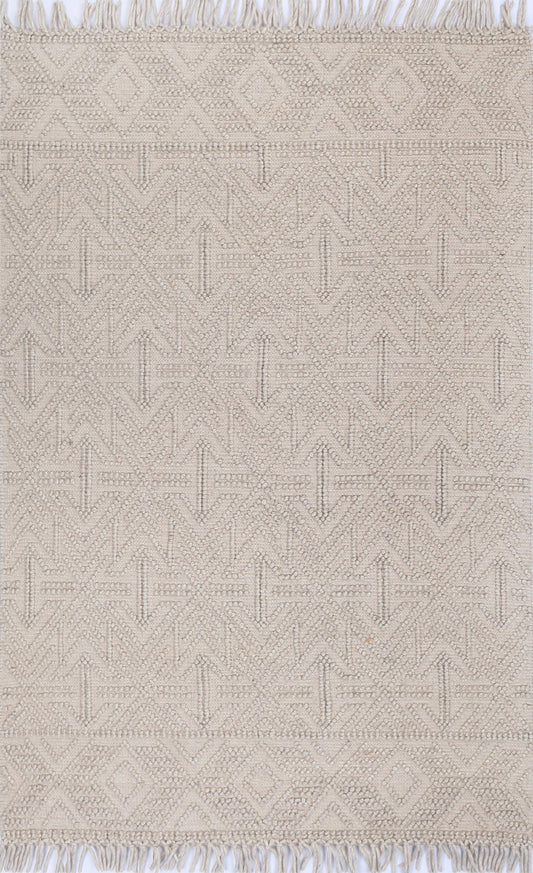 Diego Geometric Brown Wool Rug