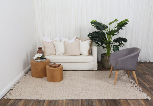 Diego Geometric Brown Wool Rug