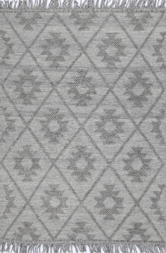 Diego Geometric Grey Multi Wool Rug