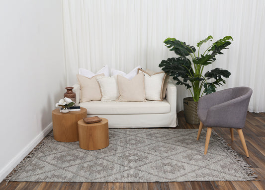 Diego Geometric Grey Multi Wool Rug