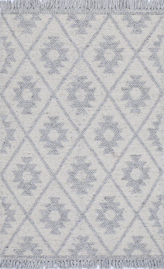 Diego Geometric Grey Wool Rug