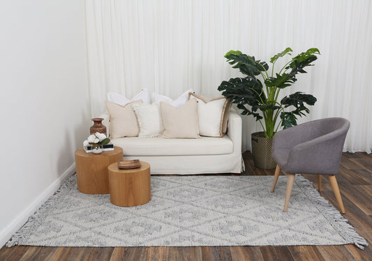 Diego Geometric Grey Wool Rug