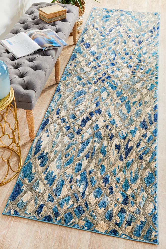 Dreamscape Ropes Modern Blue Runner Rug