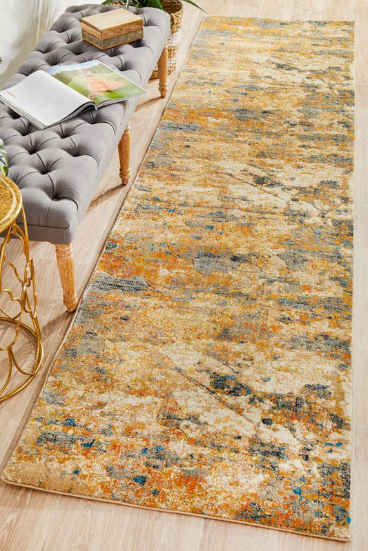 Dreamscape Tribute Modern Rust Runner Rug