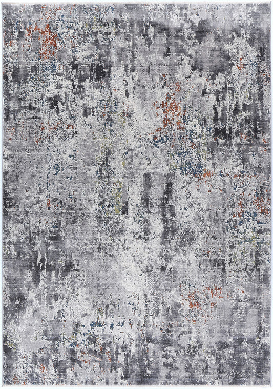 Almeras Distressed Watercolour Grey Multi Rug